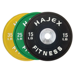 HAJEX Olympic Competition Steel Hub Bumper Plates Colored - 15, 25, 35, 45, 55 LB
