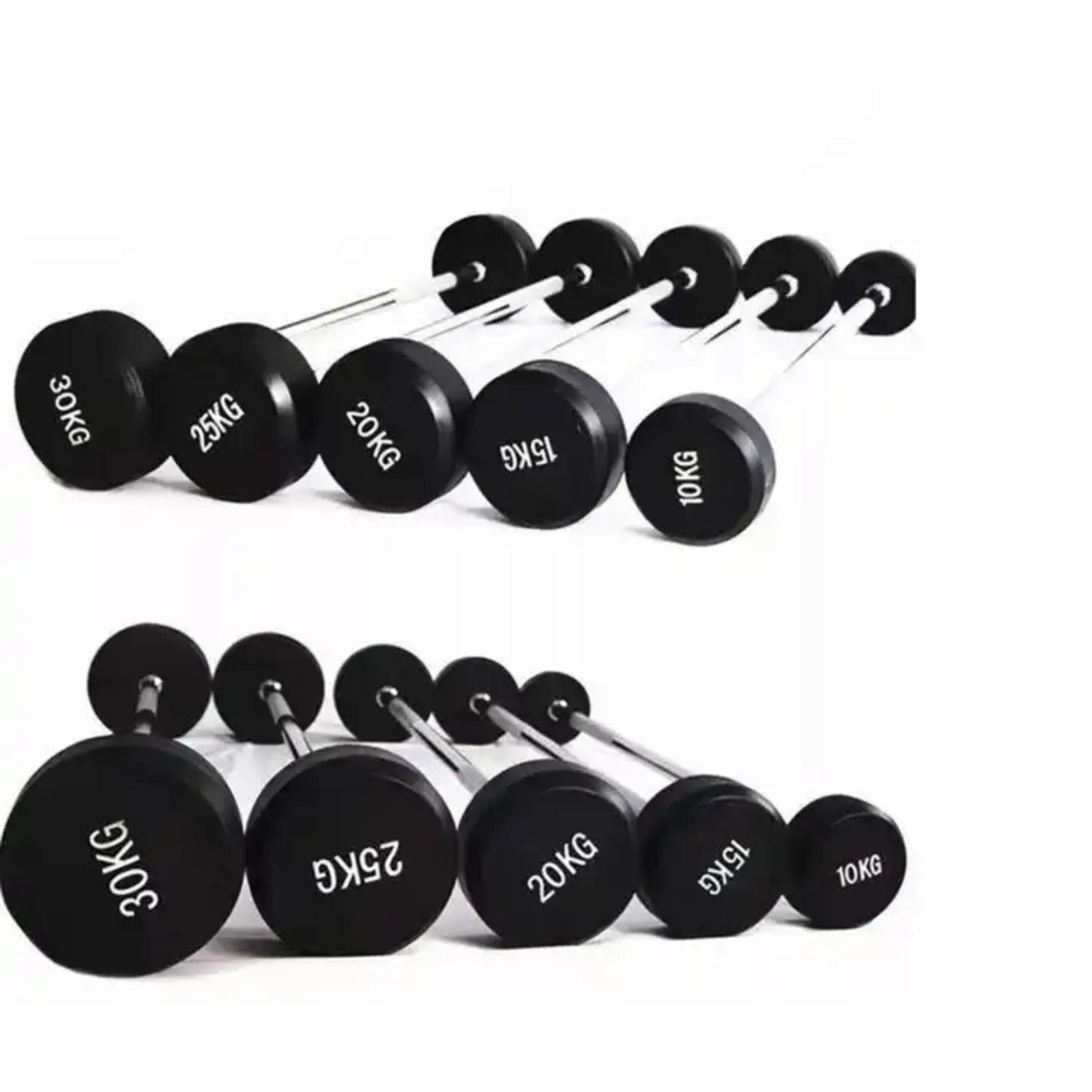 HAJEX Straight and EZ Curl Fixed Round Head Weight Barbell Sets - 20 to 150 LB
