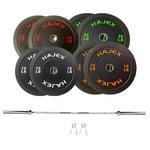 Bench Press Stack with Squat Rack, Weight Plates and Barbell Bar