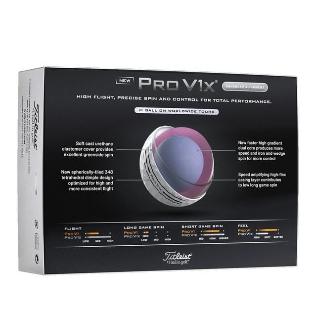 Balles de golf Titleist Pro V1x 2025 à alignement amélioré 