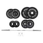 Bench Press Stack with Squat Rack, Weight Plates and Barbell Bar